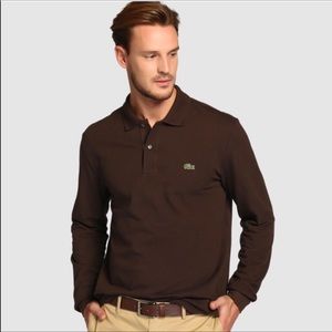 Lacoste Long Sleeve Polo Shirt Brown Size L
